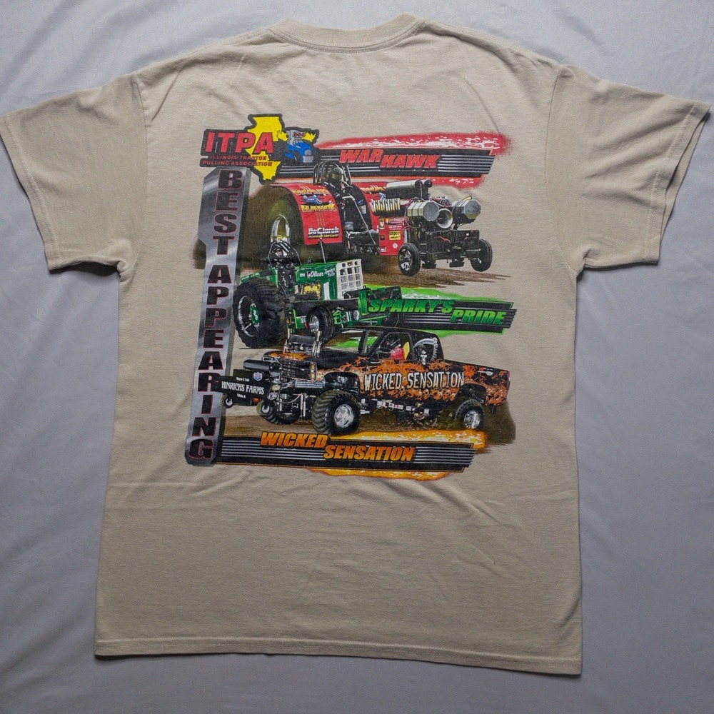 Vintage Y2k ITPA Tractor Pulling Shirt M Race Car Graphic Illinois Event Tee - Picture 1 of 10